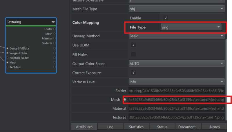Settings of Texturing