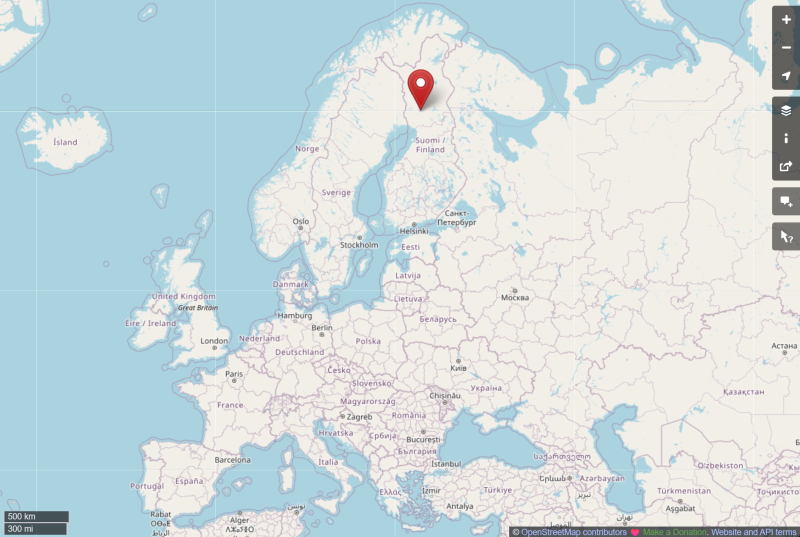 Location of Rovaniemi on the map of Europe